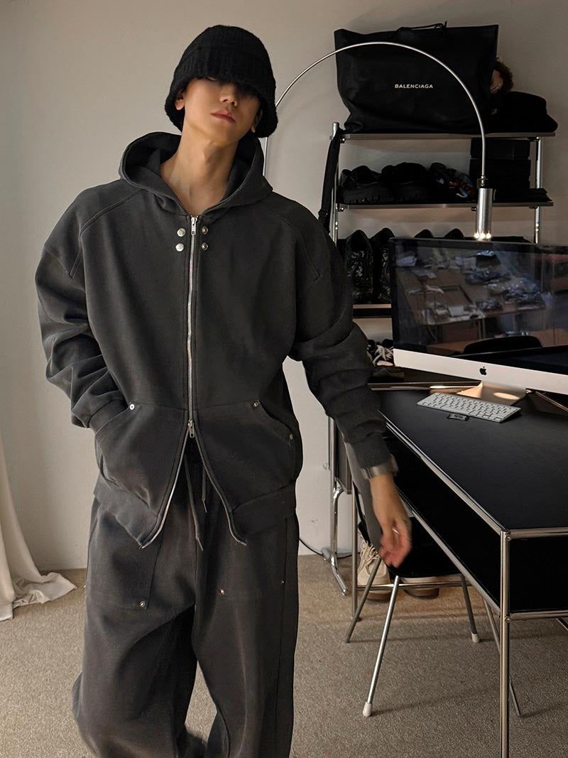 ASCLO Rivet Point Sweat Hood Zip Up (3color)