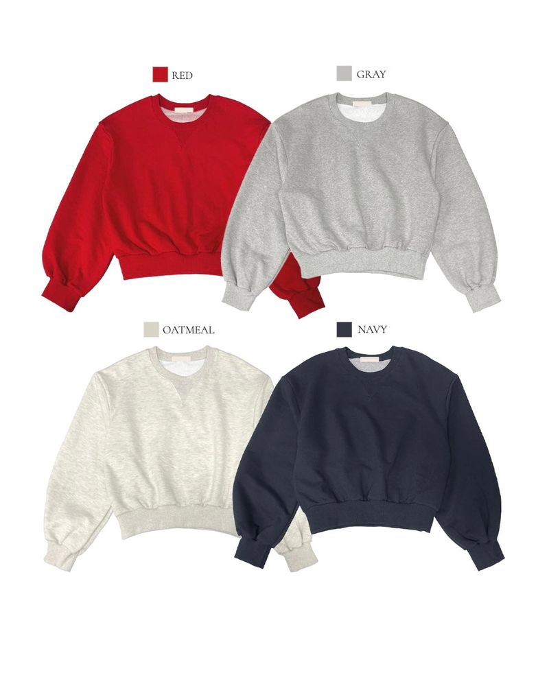 Burnt Overfit Balloon Crop Sweatshirts 4C