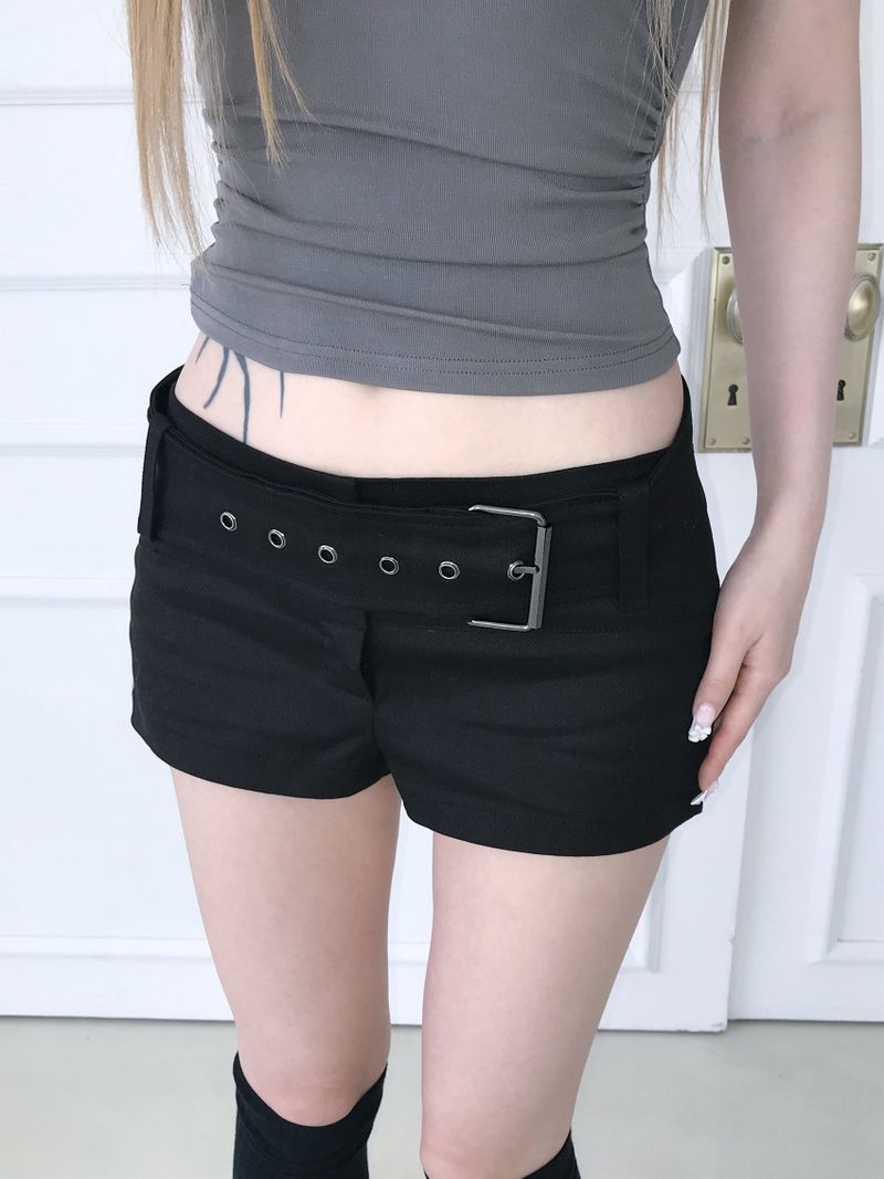 micro belt cotton shorts(2 color)