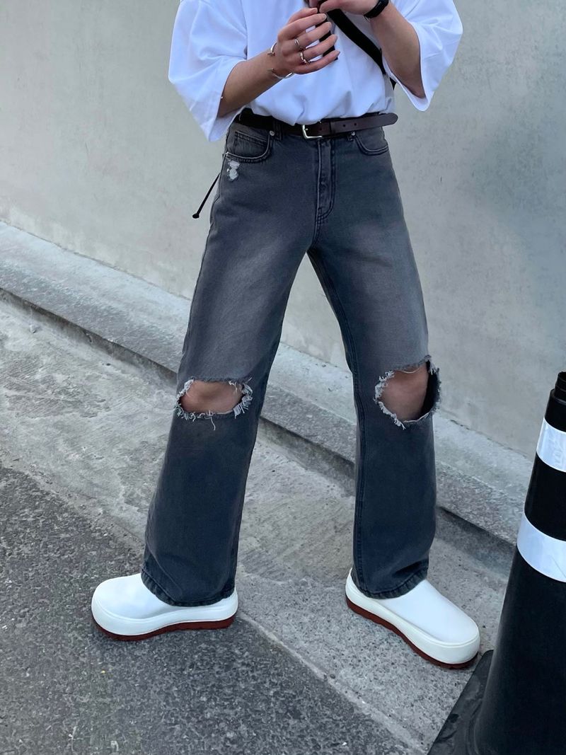 EASY DETROYED DENIM PANTS(2COLOR)