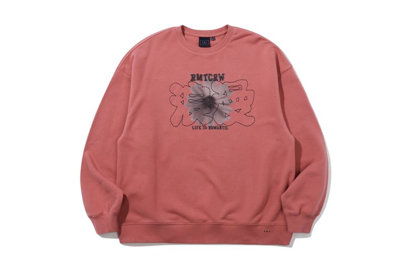 STITCH SLOGAN FLOWER CREWNECK