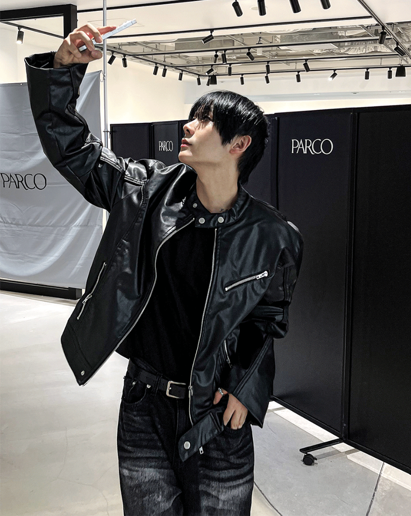 ブラックアップチャイナレザージャケット