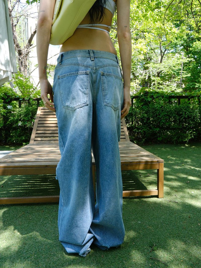フォールドオーバー デニム パンツ