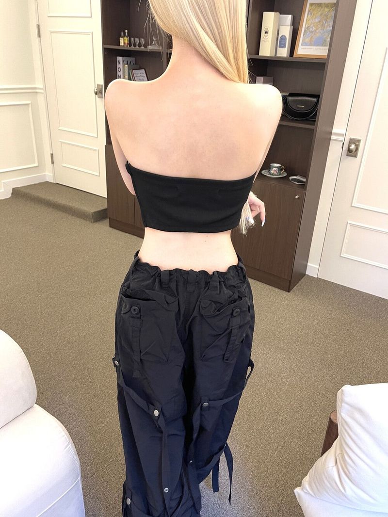 1333. Nasty button crop top (2color)