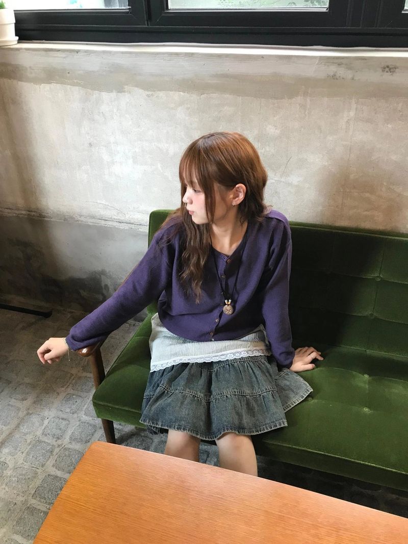 sear denim tiered skirt
