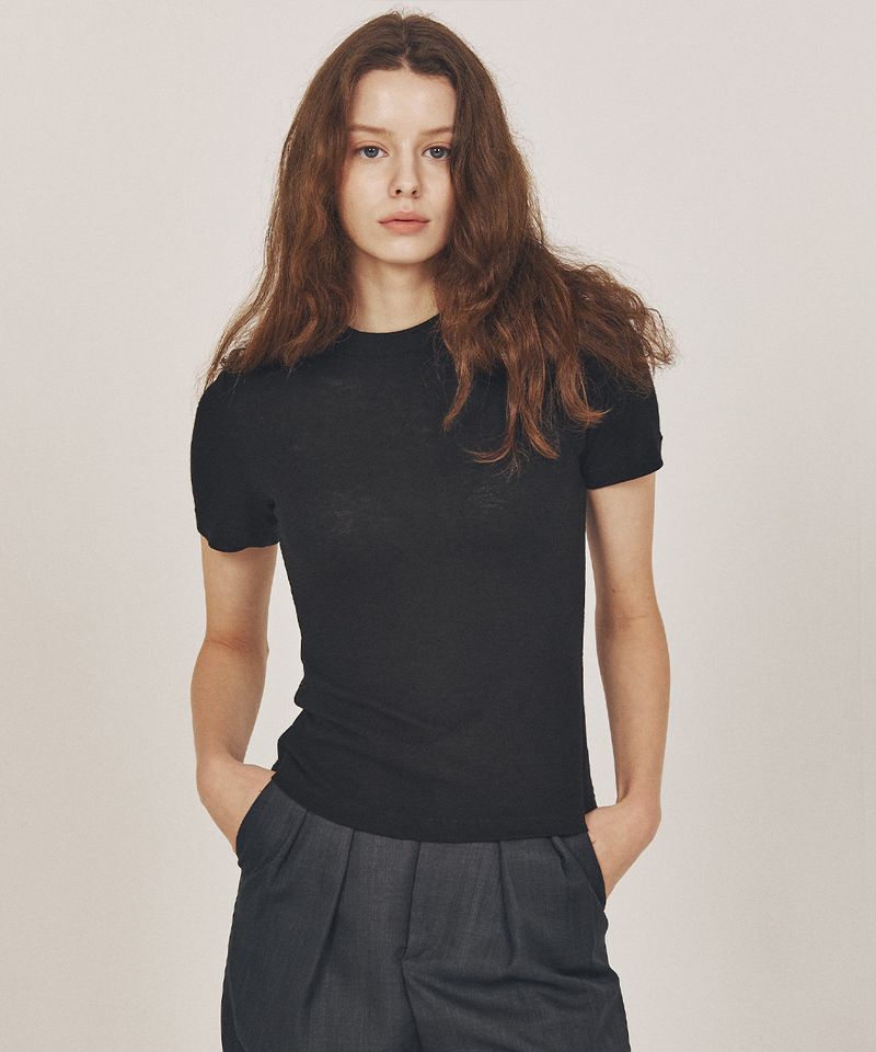 WEREVE（ウィレブ）の「wool blended Half top_black（Tops）」