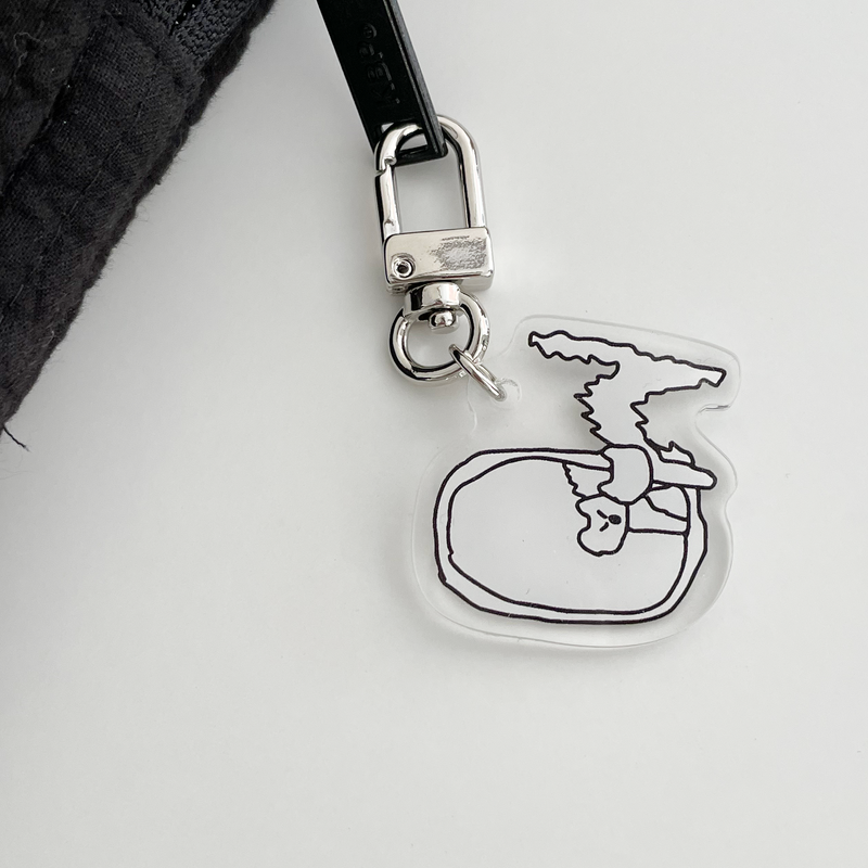 Very angry cat looking in the mirror Key Ring