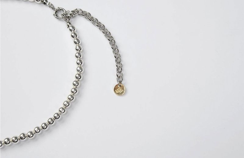 BEADED TIE NECKLACE (METAL SILVER)