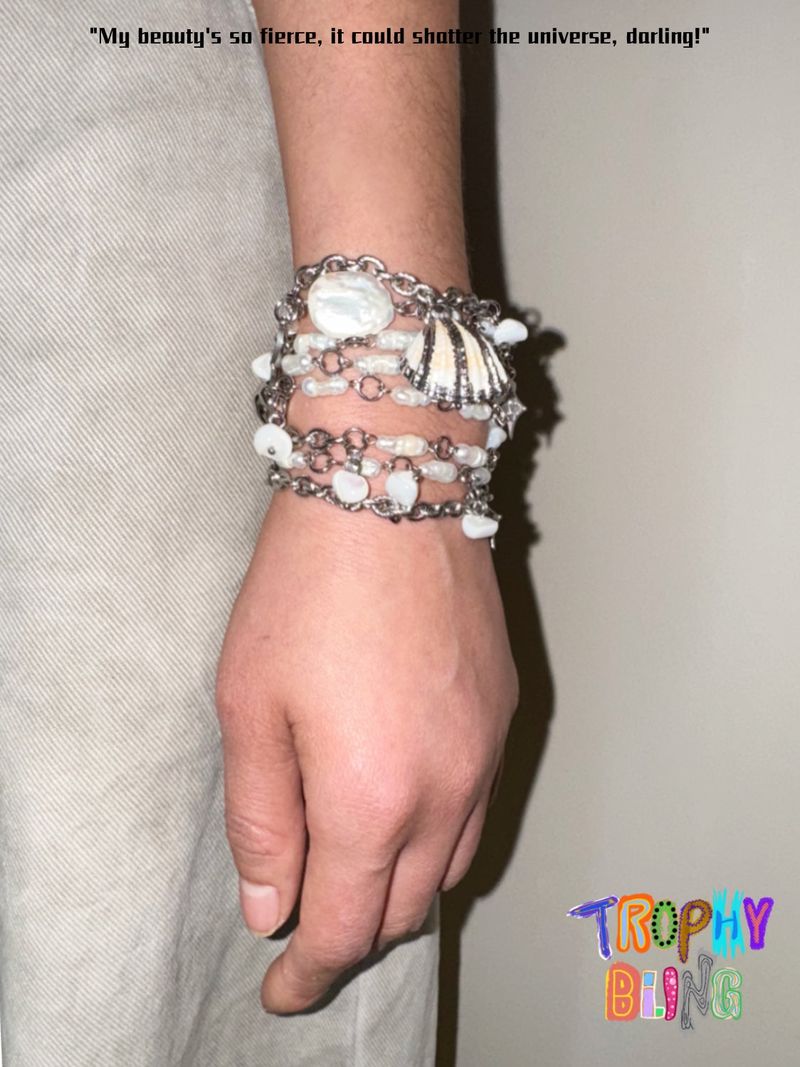 Natural pearl and shell waist chain