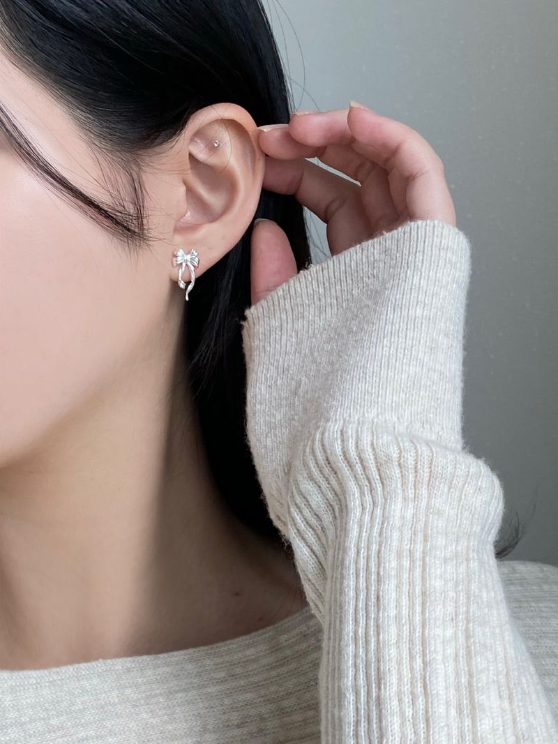[silver 925] ribbon frill earrings