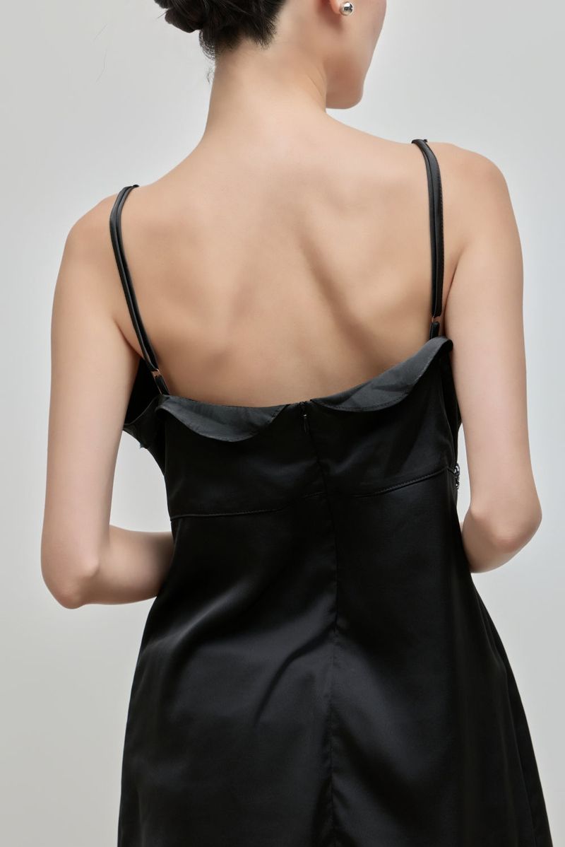 Silky Lace Bustier Dress_Black