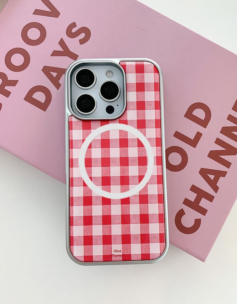 [MADE]ピクニックレッド エポキシ シルバー MagSafe対応 iPhoneケース