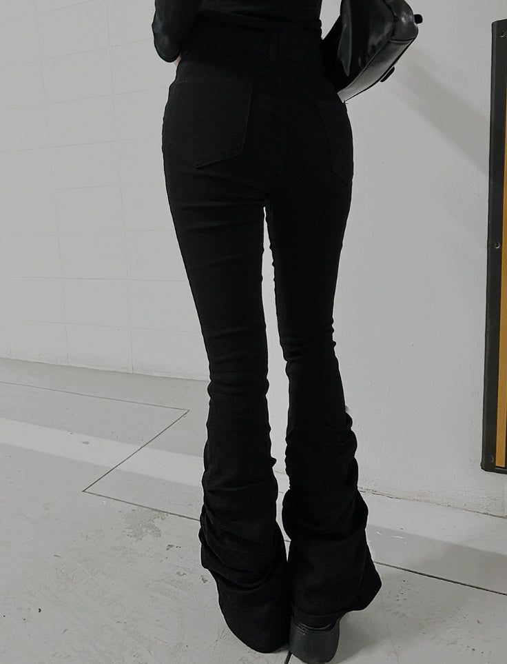 Long leg shirring silhouette pants