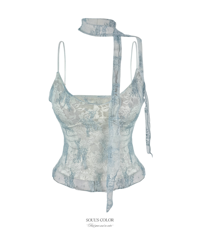 SOUL'S COLOR(ソウルズカラー)の「Rosalie Lace Scarf Top (1. Fairy Blue)(Tops)」