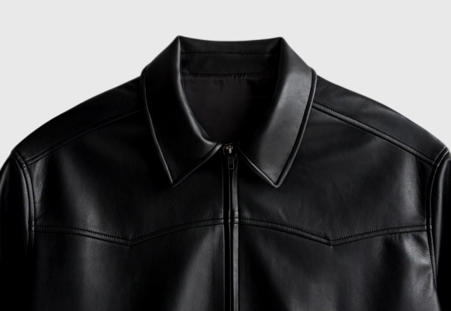 [ In-house ] Deep Black Premium Western Leather Blouson