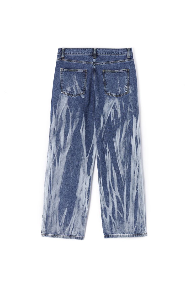dischange painting denim blue