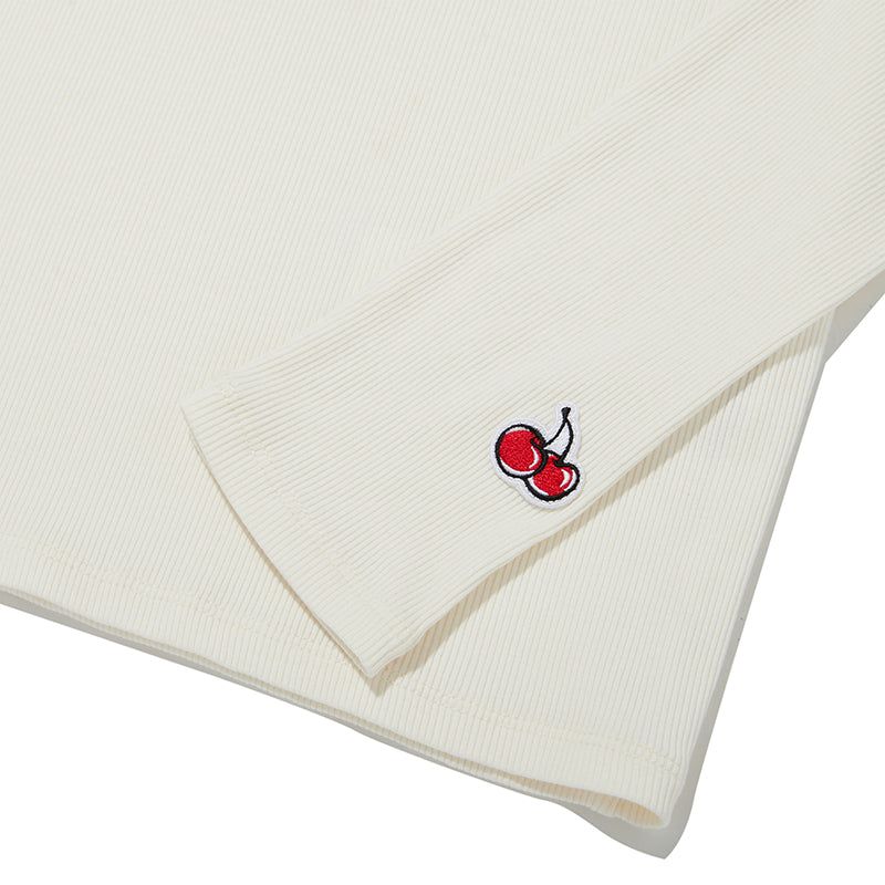 CHERRY BASIC HALF NECK T-SHIRT [IVORY]
