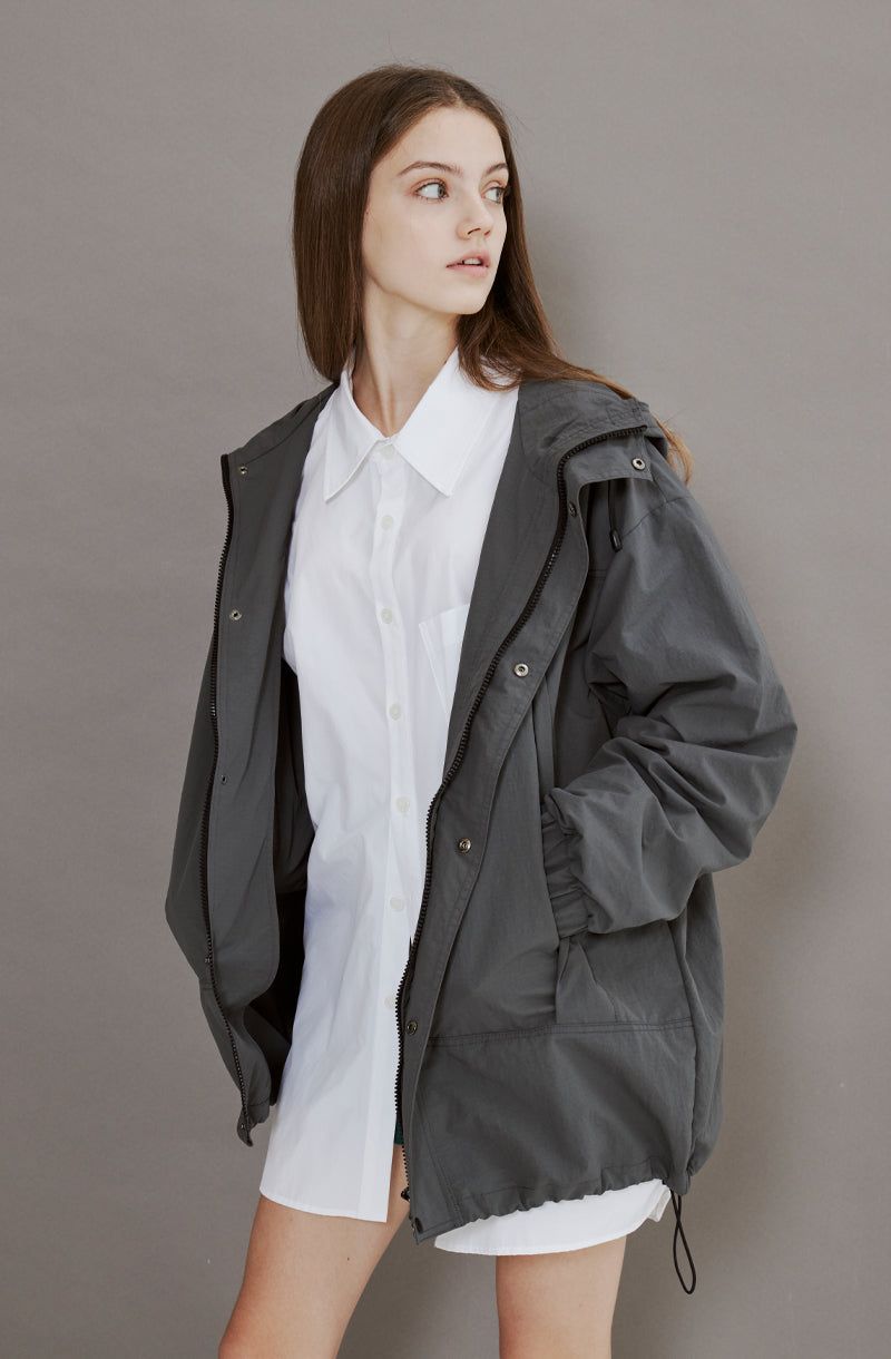 RIPSTOP 2WAY ZIP-UP JACKET [S.GREY]