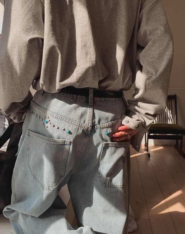 Royce Studded Denim Jacket Pants Set