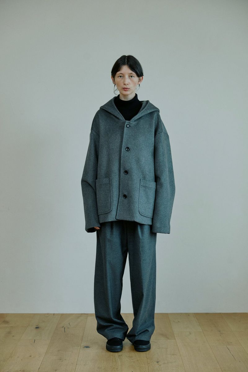 unisex wool hood coat gray