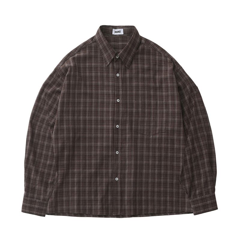 Vintage washing brown check shirts