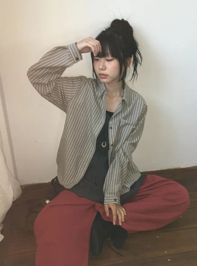 BAON（バオン）の「26FW★ [BAONHAUS] Half-Len Over Stripe Shirt（Tops）」