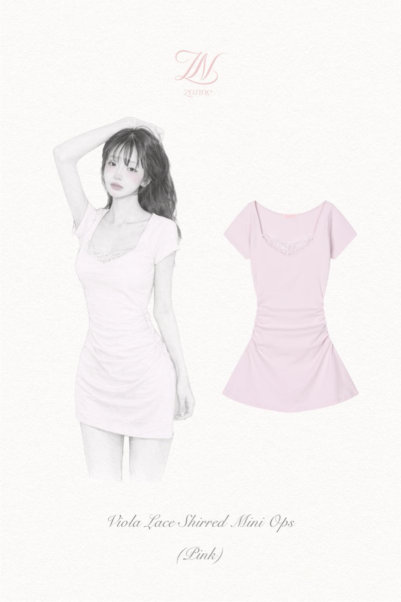 [MADE] Viola Lace Shirred Mini Dress