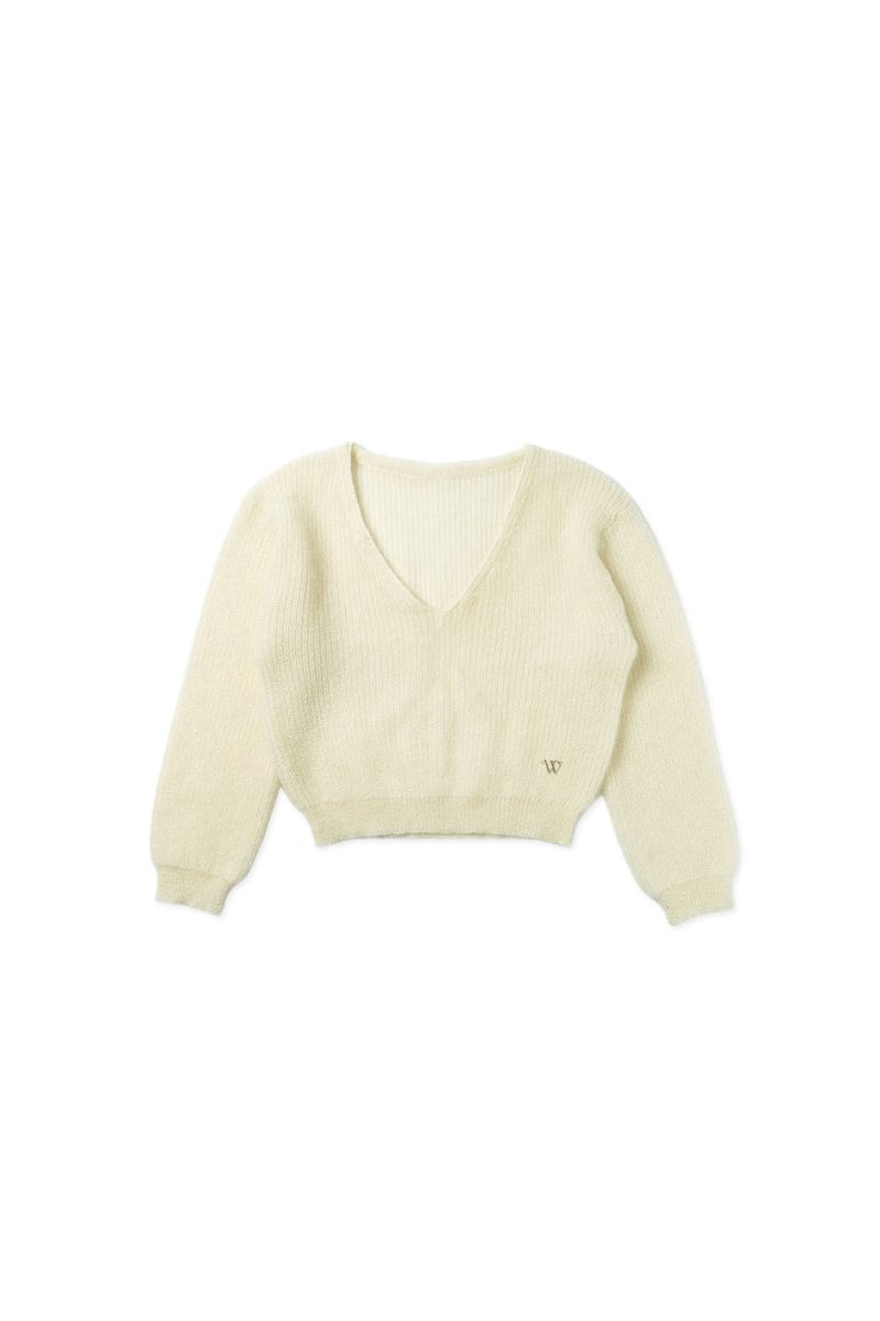 Mohair v-neck knit_ivory