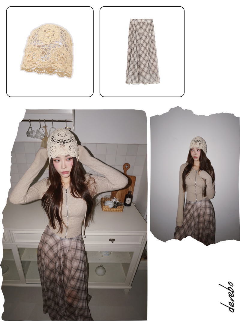 Knit Flower Bucket Beanie