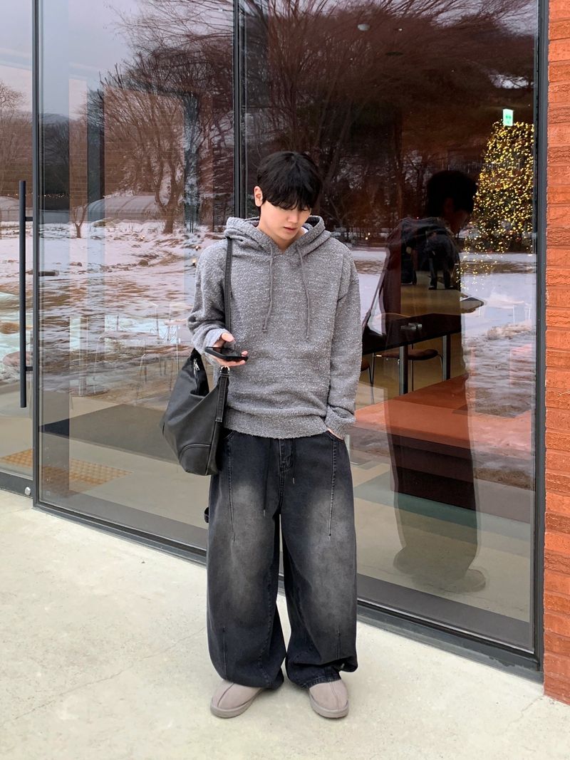 Work vintage patch banding denim pants