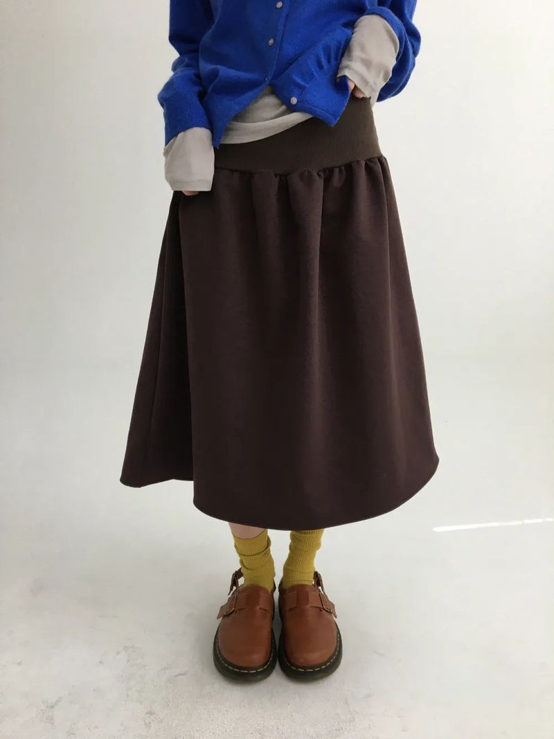 flap back pocket midi skirt (3color)