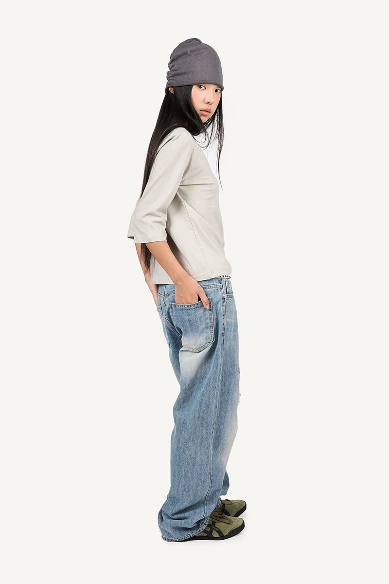 Distressed vintage denim pants