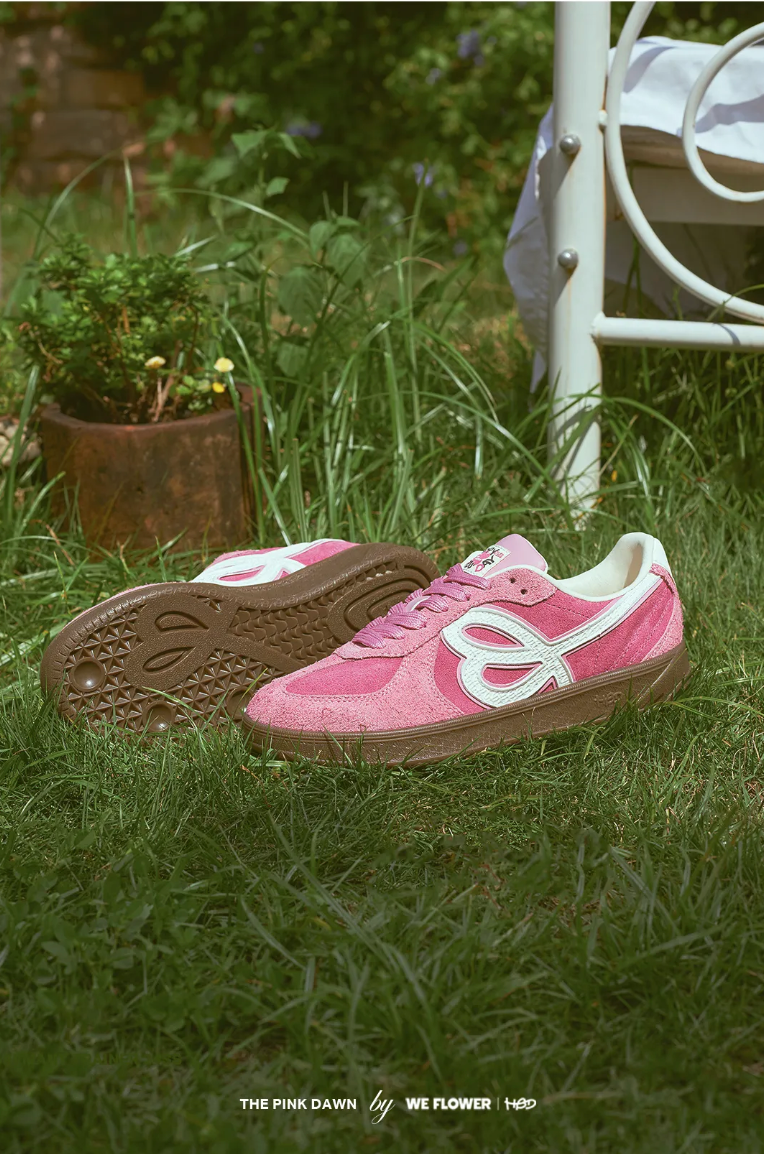 HBD/We Flower Joint Name Retro German Training Shoes - PINK