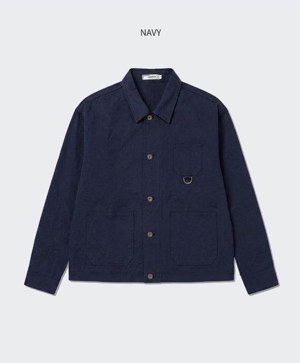 Crop French Work Jacket Navy