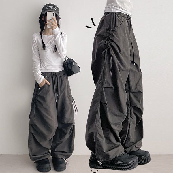 Side-String Simon Crinkle Banding Pants (3 colors)