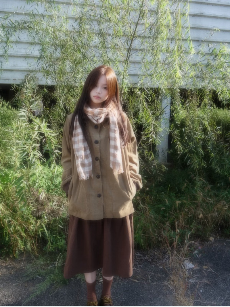 square scarf -brown