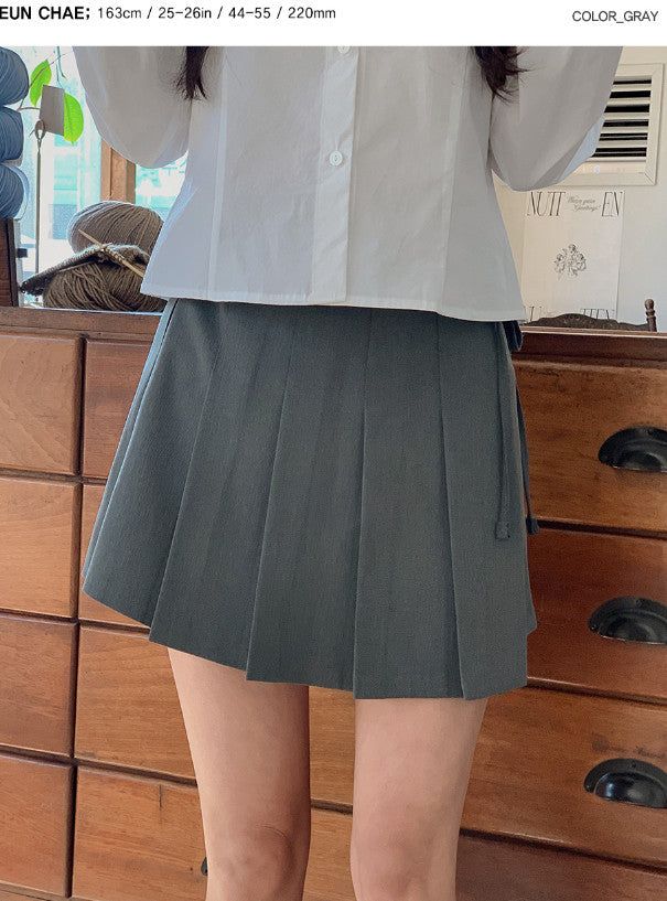 WT Pleated Wrapped Mini Skirt (2color)