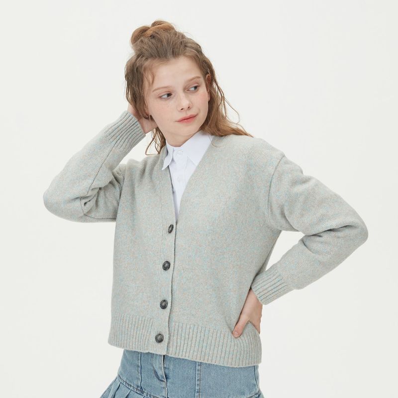 WOOL CROP KNIT CARDIGAN_MINT