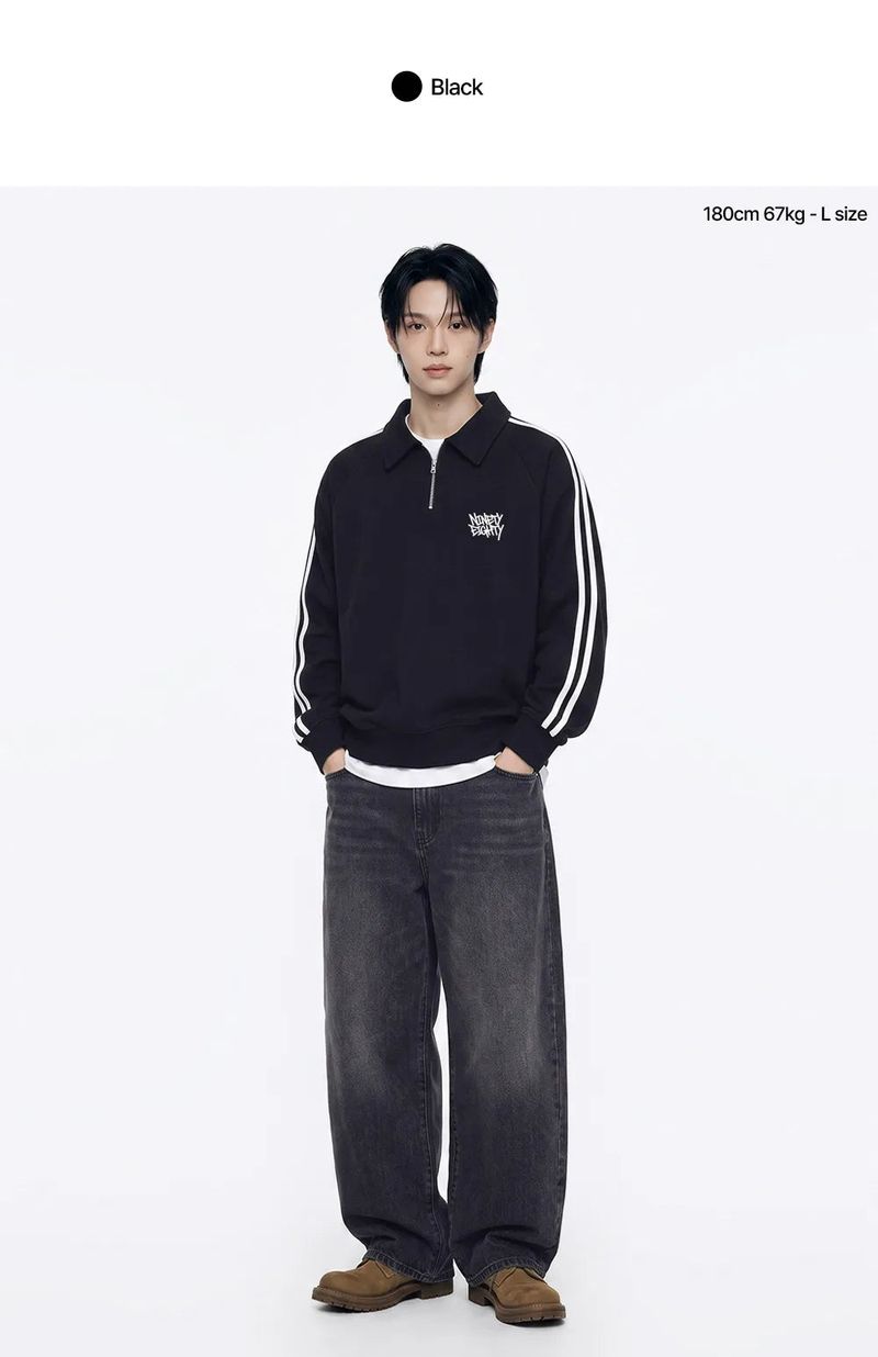 rough mini logo track collar half zip-up (2color)