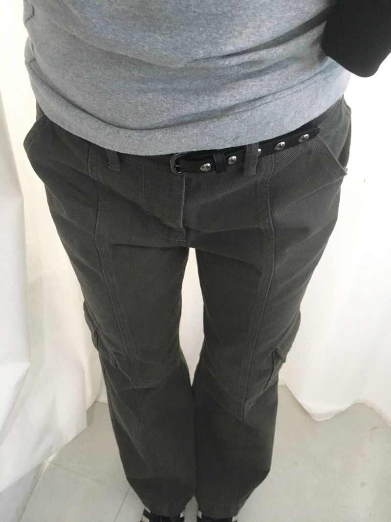Low cargo bootcut pants