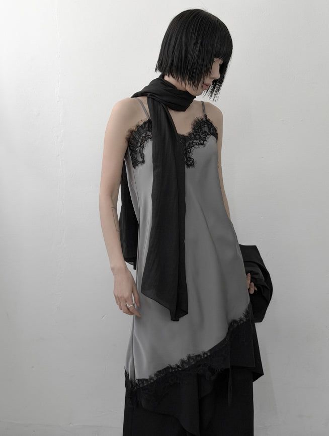 Silver Lace Slip One Piece