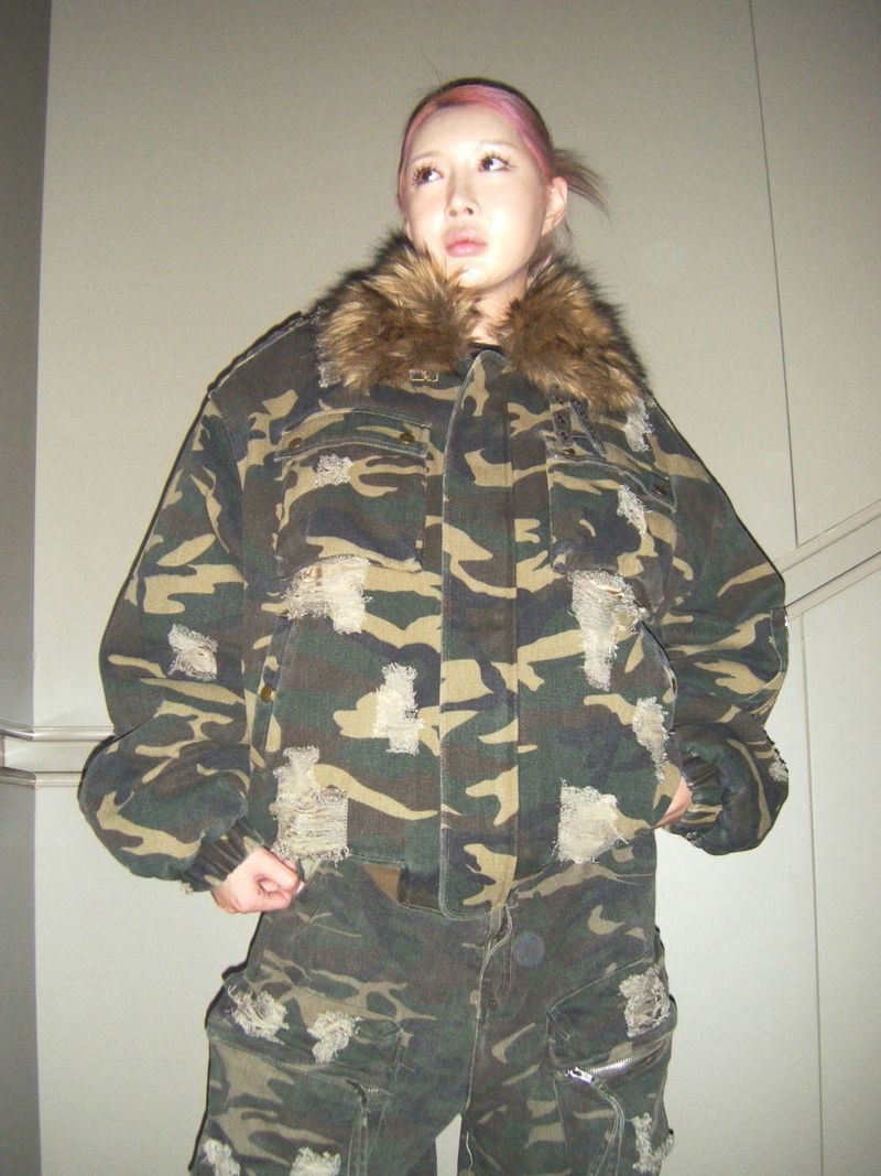 RACCOON PUFFER JACKET-CAMO