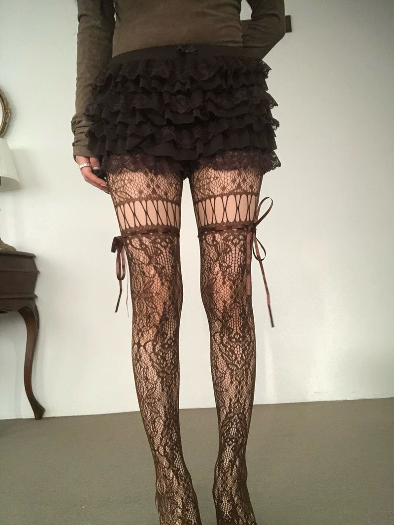 Ribbon Strap Mesh Stocking(4colors)