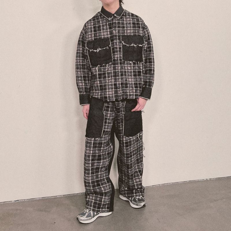 grunge burner check shirt_black