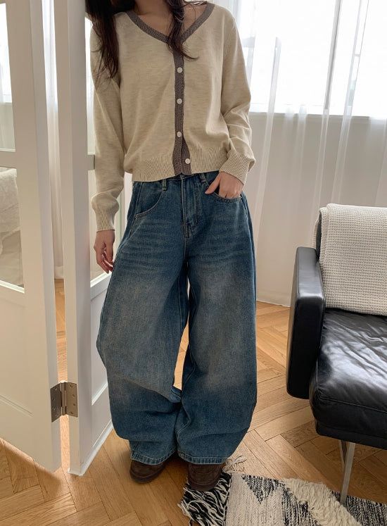 Lega Side Cut Wide Denim Pants
