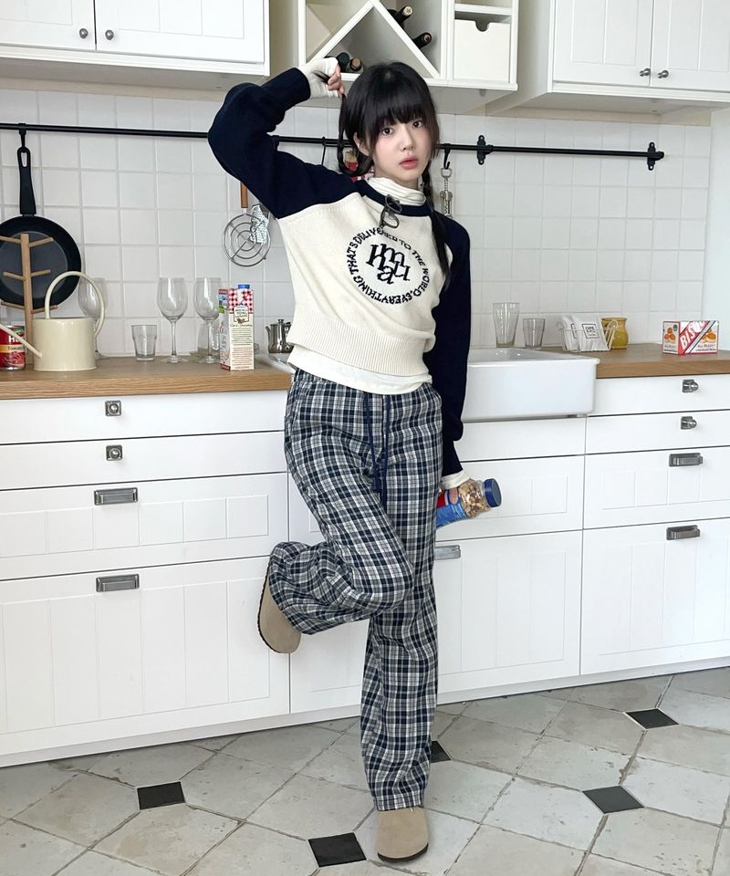 LAMBSWOOL JACQUARD RAGLAN KNIT