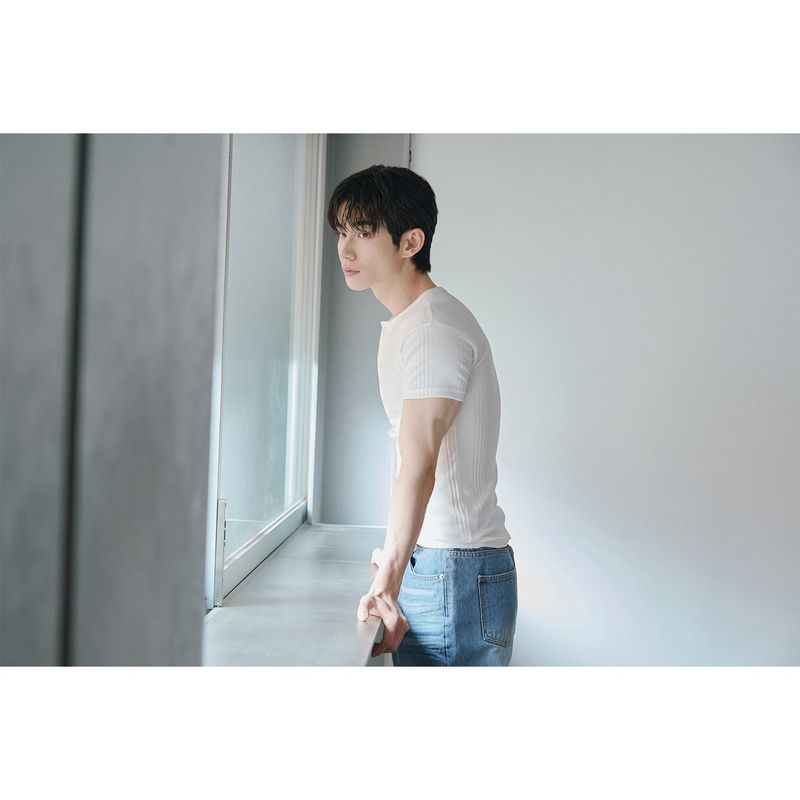 High ribbed henry neck half sleeves(Ivory)