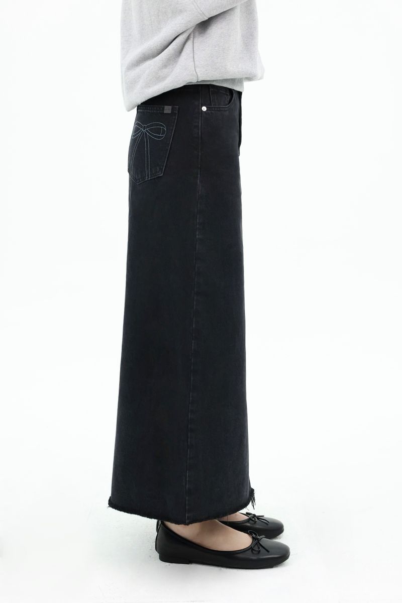 DENIM MAXI SKIRT_BLACK code 26003