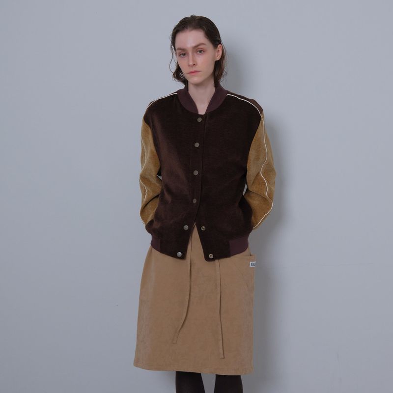 Brown/Camel Two Tone Varsity Jacket