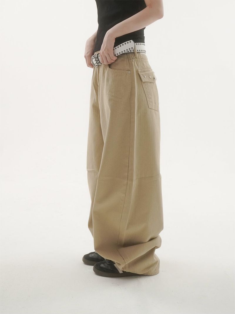 Peak stud back-pocket pants -2C